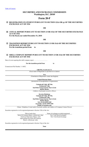 Thumbnail Gruma (Maseca)
 Annual Report 2010