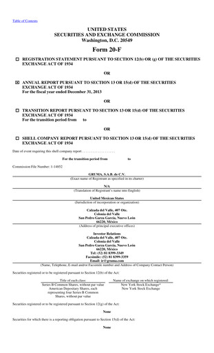 Thumbnail Gruma (Maseca)
 Annual Report 2013