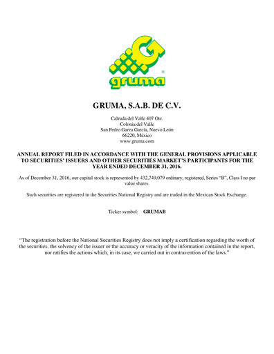 Thumbnail Gruma (Maseca)
 Annual Report 2016