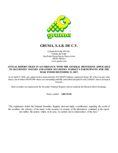 Thumbnail Gruma (Maseca)
 Annual Report 2017