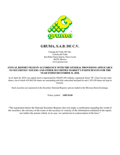 Thumbnail Gruma (Maseca)
 Annual Report 2018