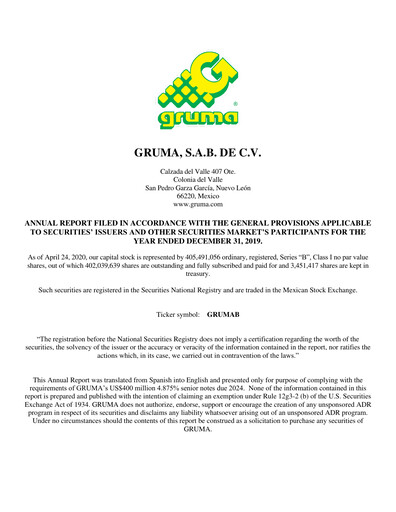 Thumbnail Gruma (Maseca)
 Annual Report 2019
