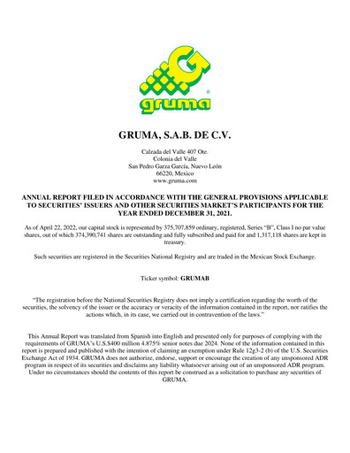Thumbnail Gruma (Maseca)
 Annual Report 2021
