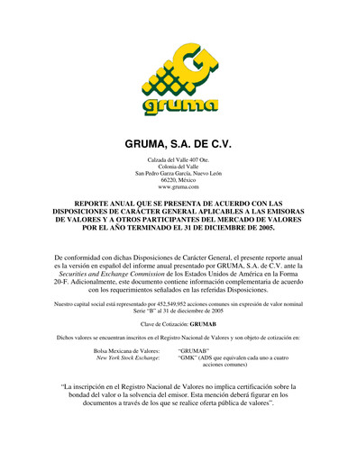 Thumbnail Gruma (Maseca)
 Annual Report 2005