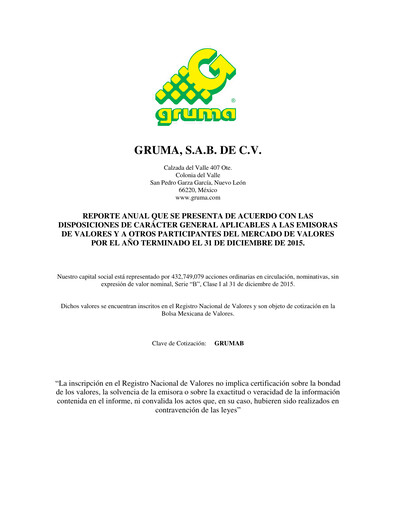 Thumbnail Gruma (Maseca)
 Annual Report 2015