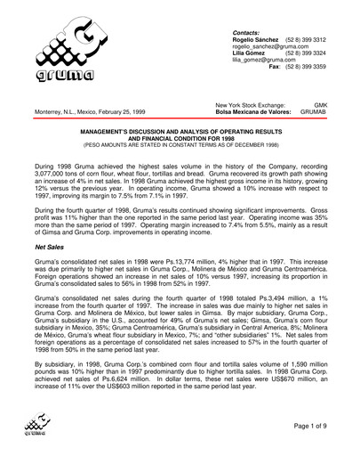 Thumbnail Gruma (Maseca)
 Financial Statement 1998