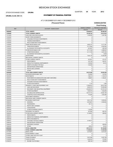 Thumbnail Gruma (Maseca)
 Financial Statement 2013
