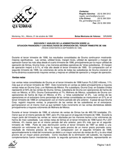 Thumbnail Gruma (Maseca)
 Quarterly Report 1998-q3
