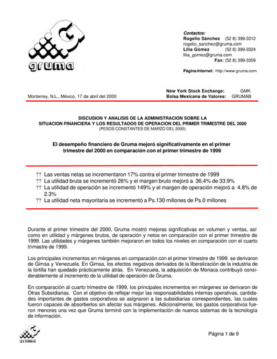 Thumbnail Gruma (Maseca)
 Quarterly Report 2000-q1