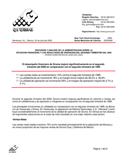 Thumbnail Gruma (Maseca)
 Quarterly Report 2000-q2