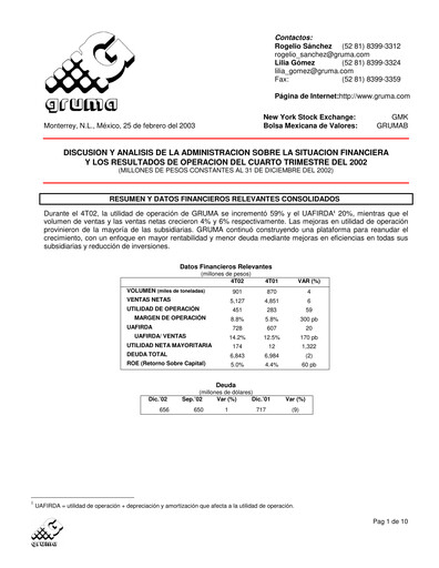Thumbnail Gruma (Maseca)
 Quarterly Report 2002-q4