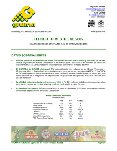 Thumbnail Gruma (Maseca)
 Quarterly Report 2005-q3