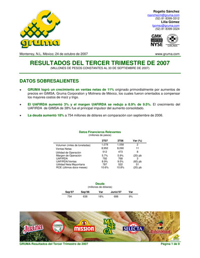 Thumbnail Gruma (Maseca)
 Quarterly Report 2007-q3