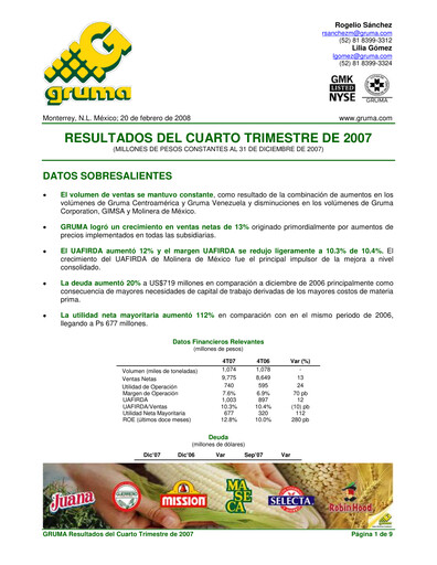 Thumbnail Gruma (Maseca)
 Quarterly Report 2007-q4