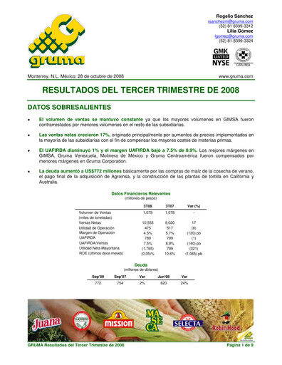Thumbnail Gruma (Maseca)
 Quarterly Report 2008-q3