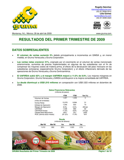 Thumbnail Gruma (Maseca)
 Quarterly Report 2009-q1