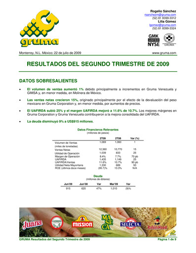Thumbnail Gruma (Maseca)
 Quarterly Report 2009-q2