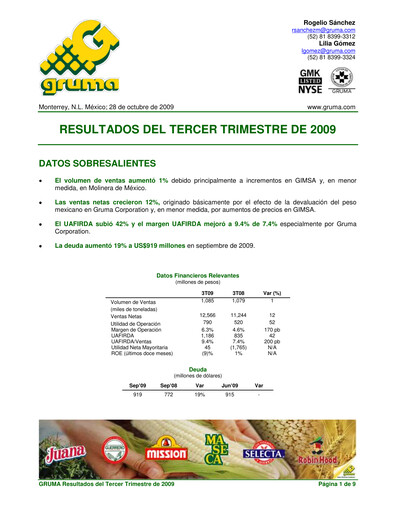 Thumbnail Gruma (Maseca)
 Quarterly Report 2009-q3