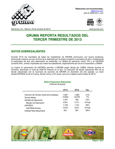 Thumbnail Gruma (Maseca)
 Quarterly Report 2013-q3