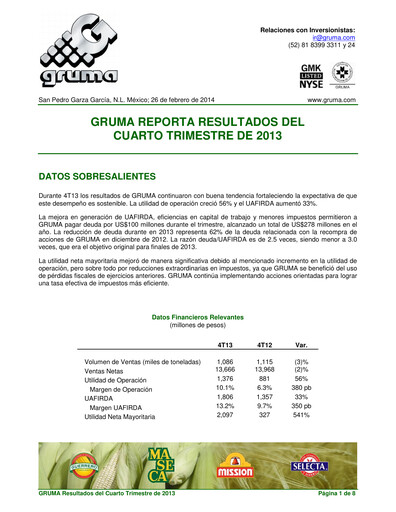 Thumbnail Gruma (Maseca)
 Quarterly Report 2013-q4