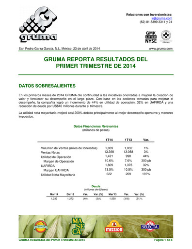 Thumbnail Gruma (Maseca)
 Quarterly Report 2014-q1