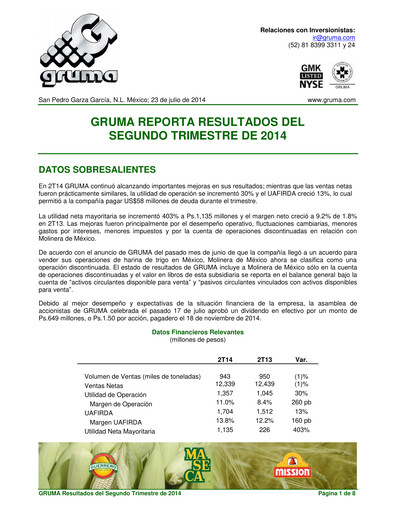 Thumbnail Gruma (Maseca)
 Quarterly Report 2014-q2