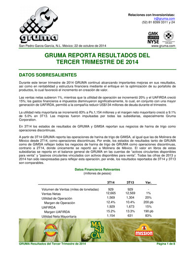 Thumbnail Gruma (Maseca)
 Quarterly Report 2014-q3