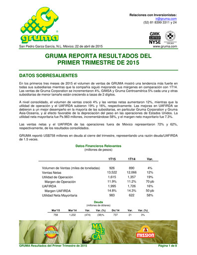 Thumbnail Gruma (Maseca)
 Quarterly Report 2015-q1