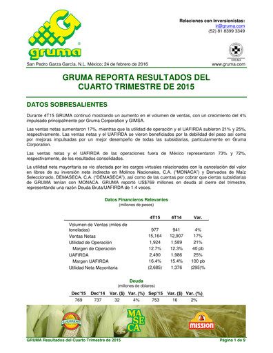 Thumbnail Gruma (Maseca)
 Quarterly Report 2015-q4