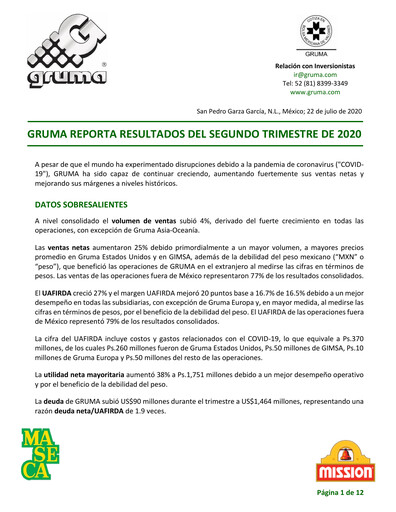 Thumbnail Gruma (Maseca)
 Quarterly Report 2020-q2