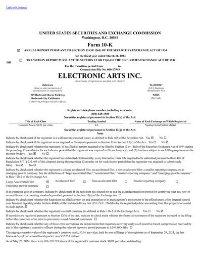Thumbnail Electronic Arts Annual Report 2024