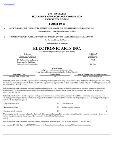 Thumbnail Electronic Arts Quarterly Report 2026-q3