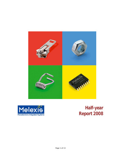 Thumbnail Melexis NV Half-year Report 2008-h1