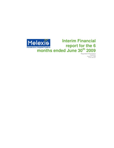 Thumbnail Melexis NV Half-year Report 2009-h1