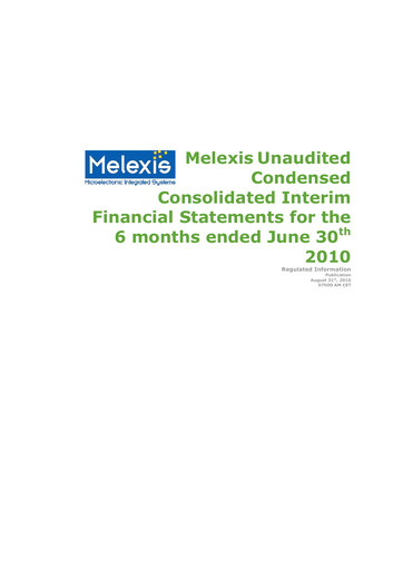 Thumbnail Melexis NV Half-year Report 2010-h1
