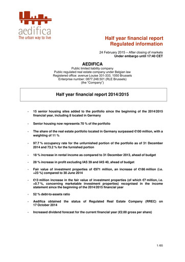 Thumbnail Aedifica Half-year Report 2014-2015