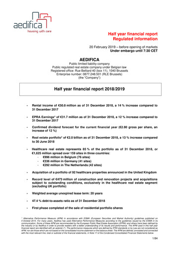 Thumbnail Aedifica Half-year Report 2018-2019