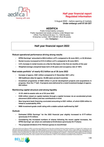 Thumbnail Aedifica Half-year Report 2022-h1