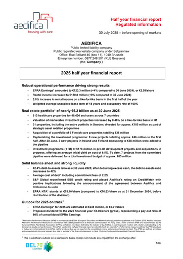 Thumbnail Aedifica Half-year Report 2025-h1