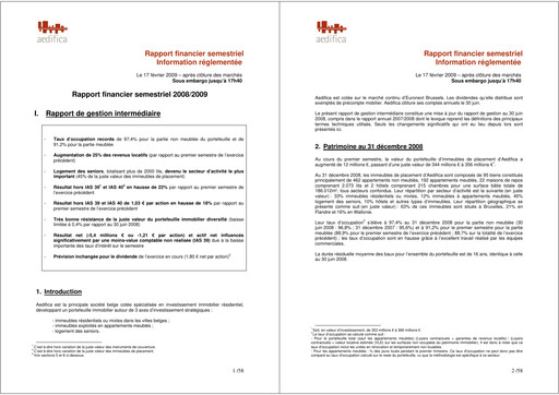 Thumbnail Aedifica Half-year Report 2008-2009