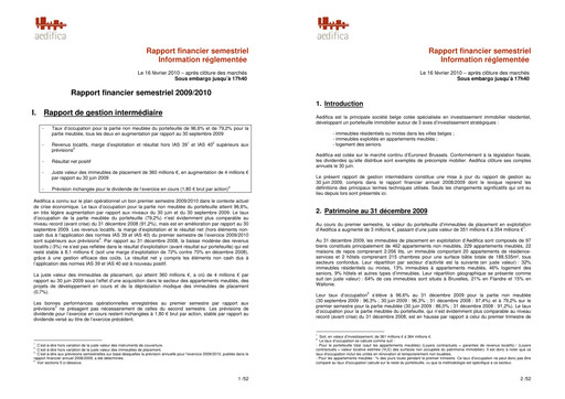 Thumbnail Aedifica Half-year Report 2009-2010
