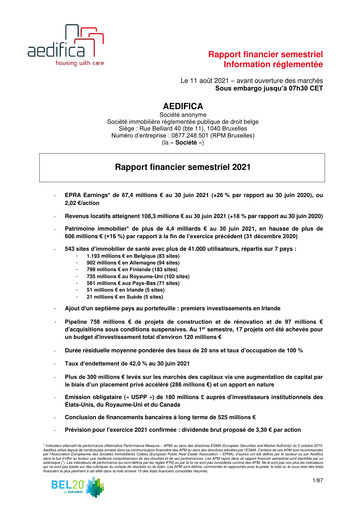 Thumbnail Aedifica Half-year Report 2021-h1