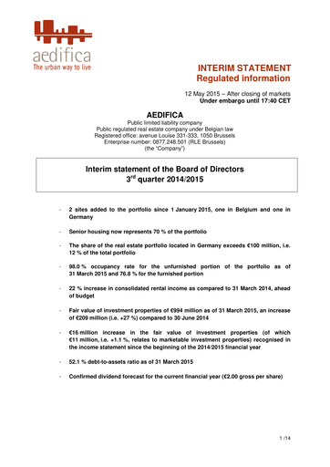 Thumbnail Aedifica Quarterly Report 2014-2015