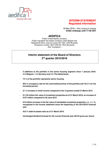 Thumbnail Aedifica Quarterly Report 2015-2016