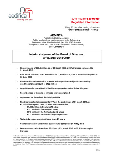 Thumbnail Aedifica Quarterly Report 2018-2019