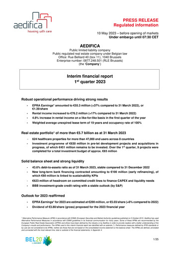 Thumbnail Aedifica Quarterly Report 2023-q1