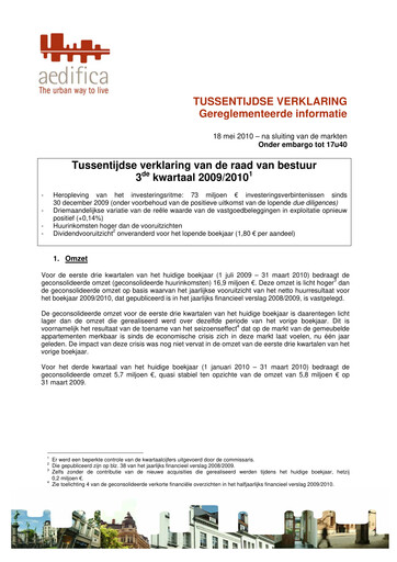 Thumbnail Aedifica Quarterly Report 2009-2010-q3