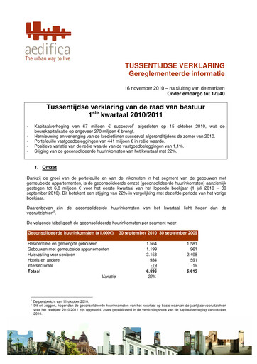 Thumbnail Aedifica Quarterly Report 2010-2011-q1