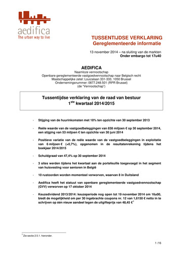 Thumbnail Aedifica Quarterly Report 2014-2015-q1