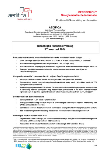 Thumbnail Aedifica Quarterly Report 2024-q3